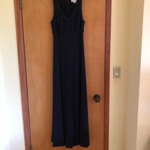 Evening gown with beaded bodice. Navy blue. Beautiful!